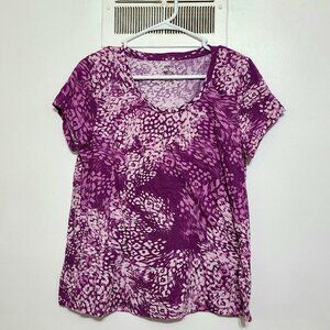 Jennifer Lopez Purple Abstract Print Short Sleeve Top